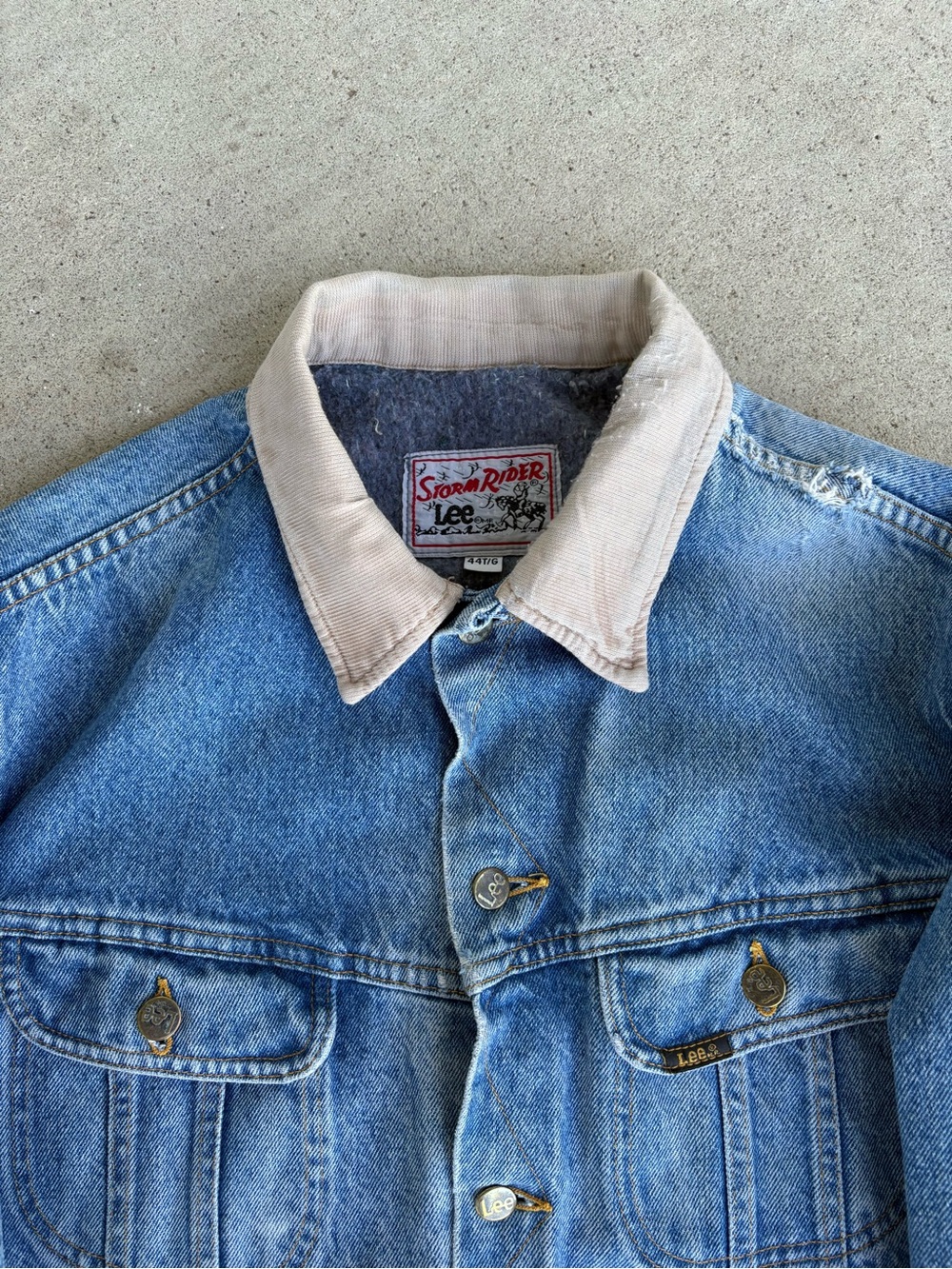 Vintage 80s/90s Lee Storm Rider Blanket Lined Denim Jacket Sz 44 - Picture 4 of 10